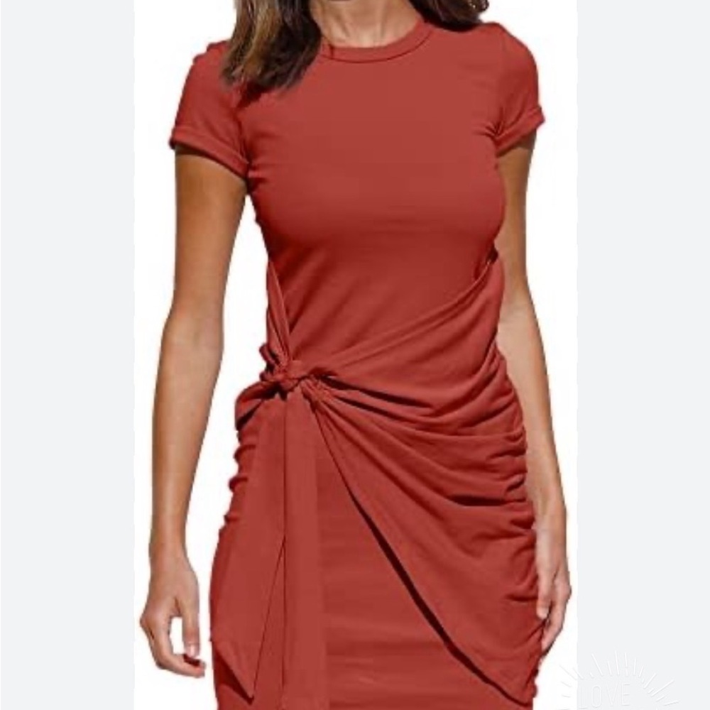 LILLUSORY Rust Tie Front Mini Dress M | Fall Date Night | GREAT DEAL